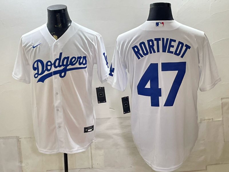 men Los Angeles Dodgers #47 Rortvedt white Game 2026 Nike MLB Jersey 0811012->los angeles dodgers->MLB Jersey